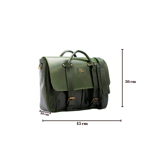 Portafolio Cuero Bovino Mod. Beijin ( Pull up Verde)