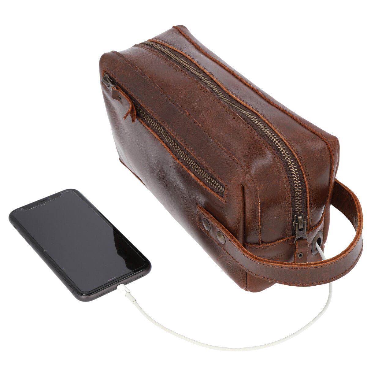 Neceser Sobaquera Piel Genuina Caballero España (Pull up Roble)