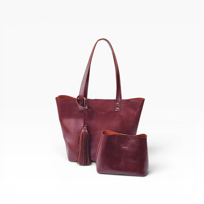 Bolsa Dama Tote 100% Piel Mod. Praga  *Pull up shedron*  + 💄Cosmetiquera 👝 Gratis!!