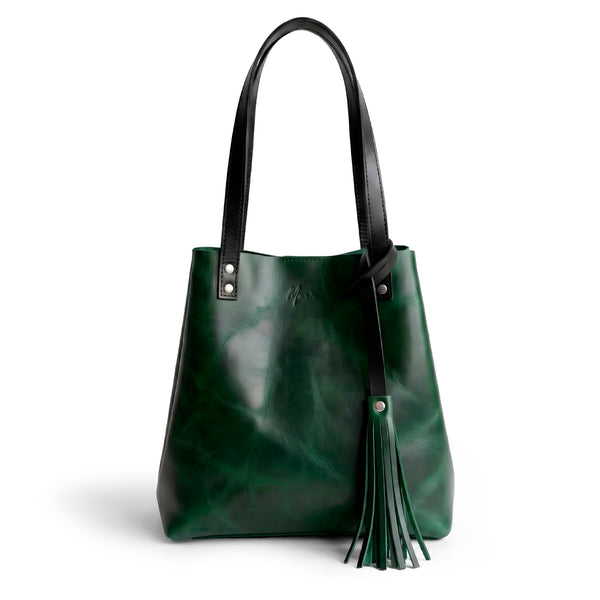 Bolso Tote Cuero Praga Plus+ Pull Verde Doble Vista + 💄Cosmetiquera 👝 Gratis!!