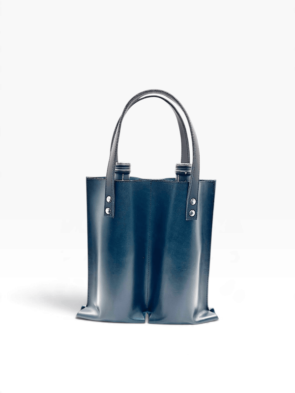Bolsa porta botellas doble de cuero