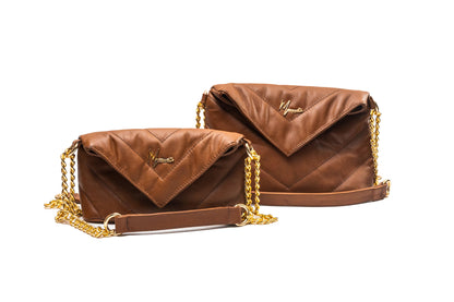 Bolso de hombro cross body Piel genuina acolchado tipo sobre Mod. Italia (Miel)