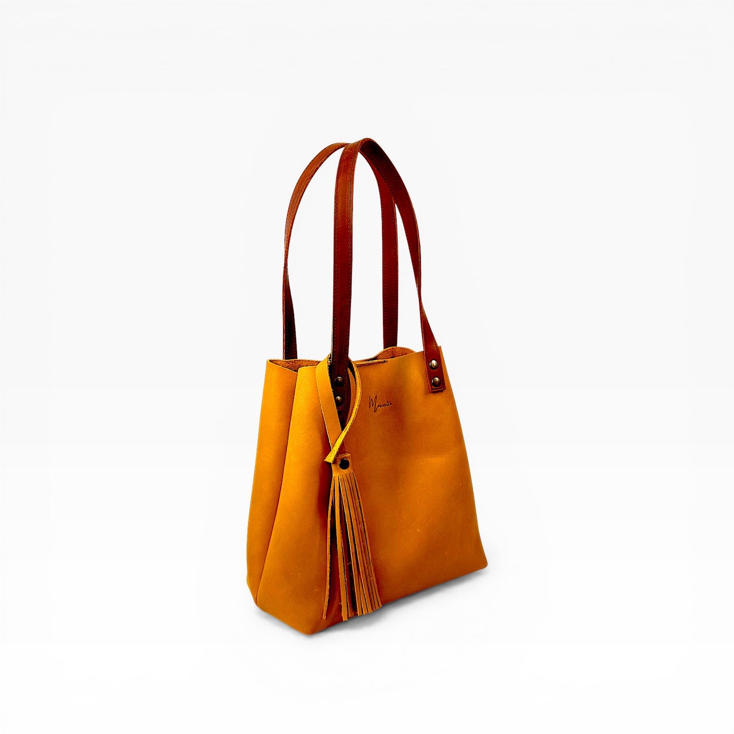 Bolso Tote Cuero Praga Plus+ Crazy miel  Doble Vista  + 💄Cosmetiquera 👝 Gratis!!