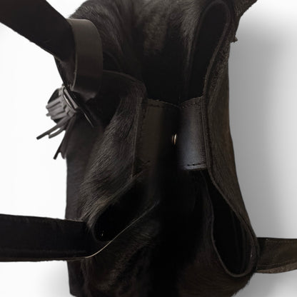 Tote Cuero Praga Plus Pelo Res Negro!!