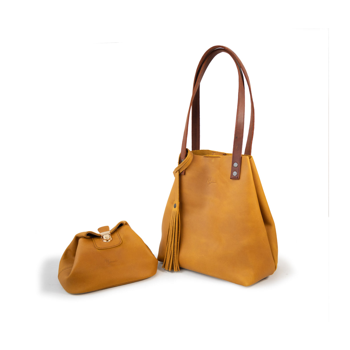 Bolsa Dama Tote 100% Piel Mod. Praga+plus  Con Cosmetiquera cosmopolitan  (Crazy Miel)