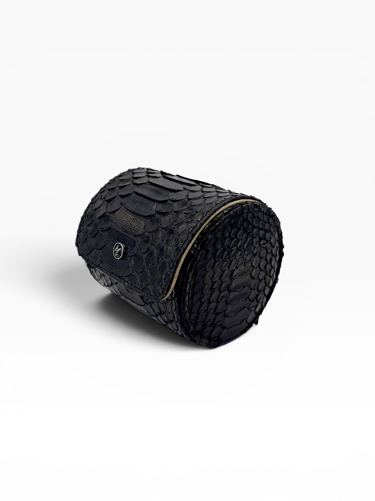 Estuche porta reloj de cuero genuino Mosvarti premium Pyton Negro Genuino