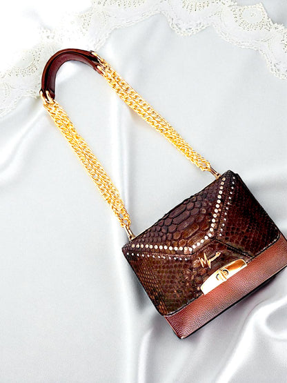 Bolso mod Alemania  pitón café lustrado