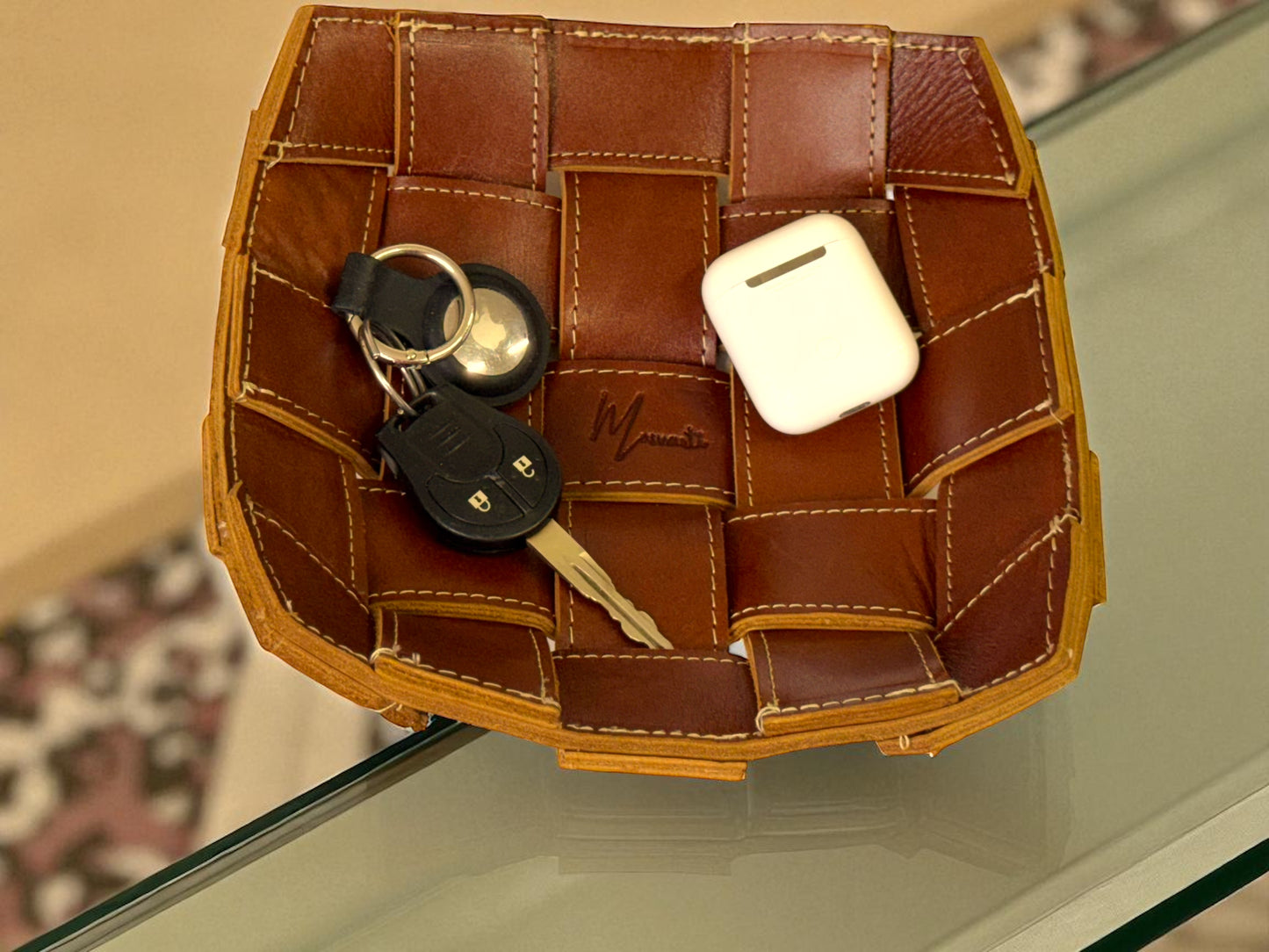 Bandeja Organizadora de Cuero Trenzado