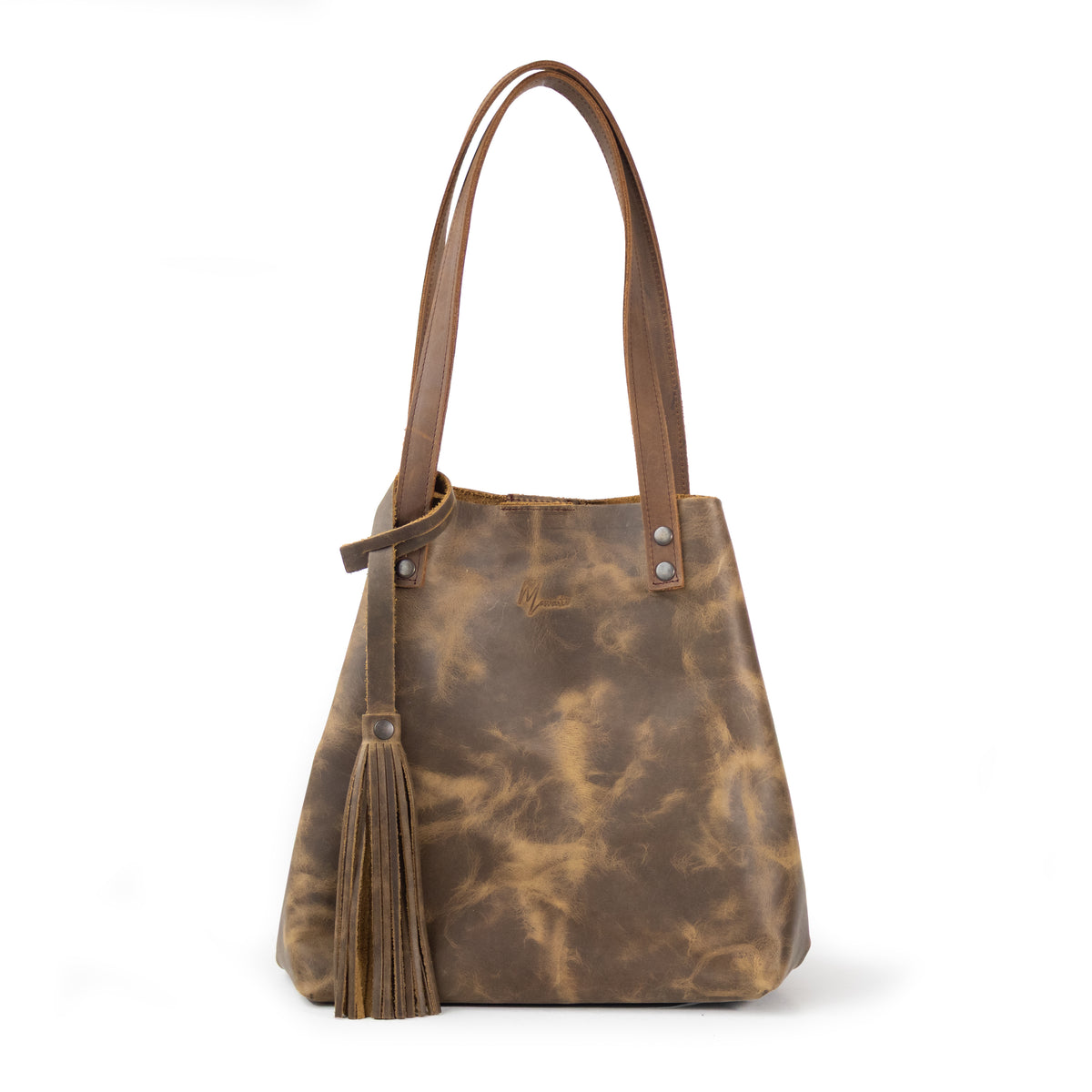 Bolso Tote Cuero Praga Plus+ Crazy Tang  Doble Vista + 💄Cosmetiquera 👝 Gratis!!