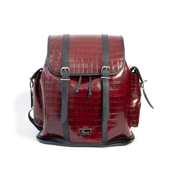 Backpack Mod Catar Full Croco Vino /negro *jumbo*