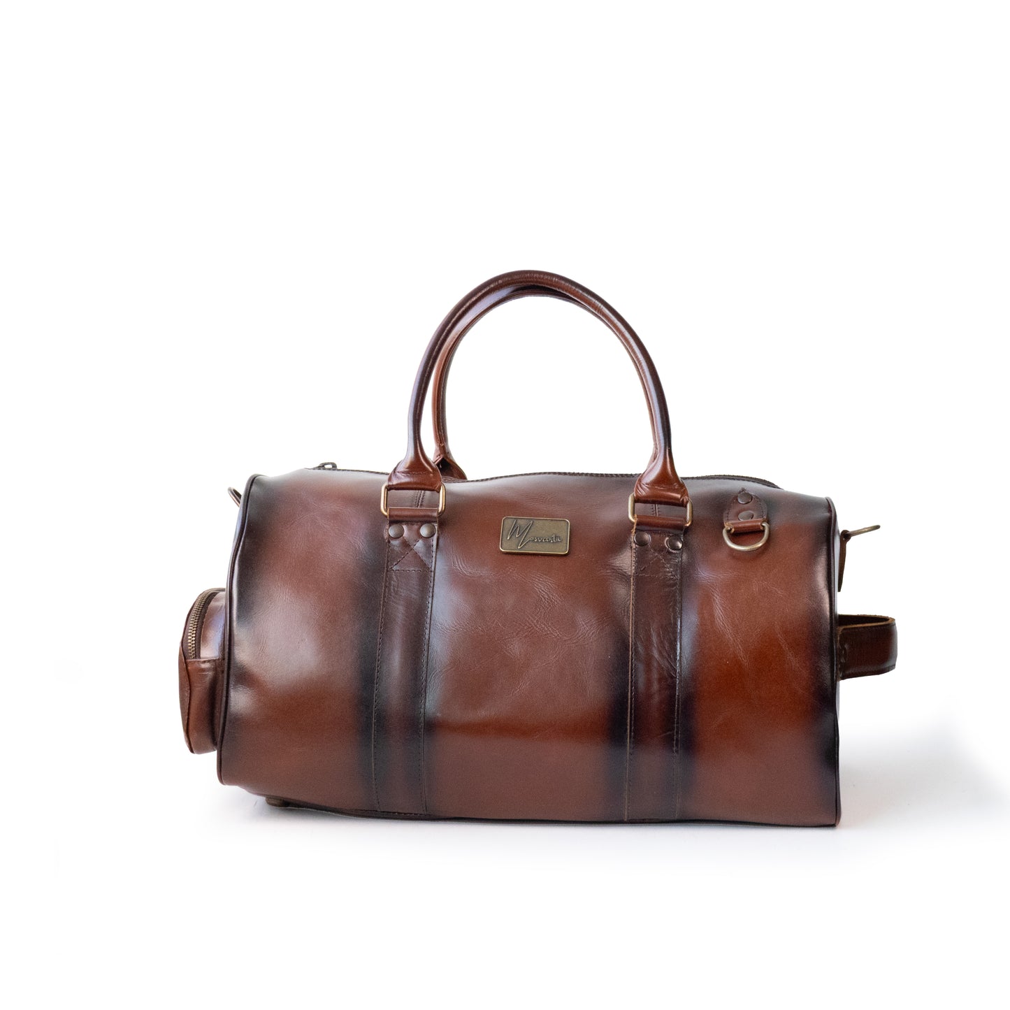 Maleta Piel Genuina con Gps mod. New York Jr. Duffle pull Roble Plus