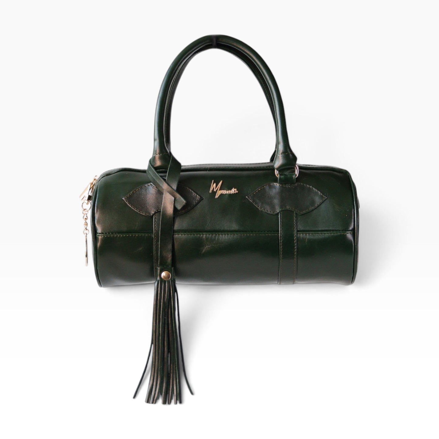 Bolso Dama Cilíndrico 100% Piel Mod duffle Praga  *Pull up Verde*