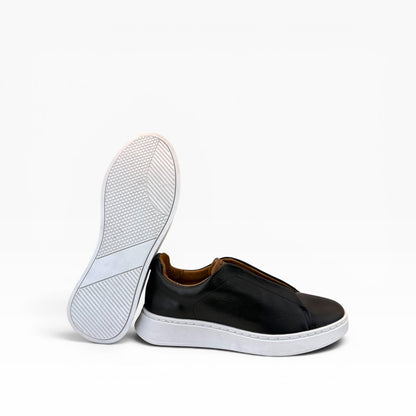 Tenis sSneakers piel genuina slip on mod 51004 Negro-Bitono
