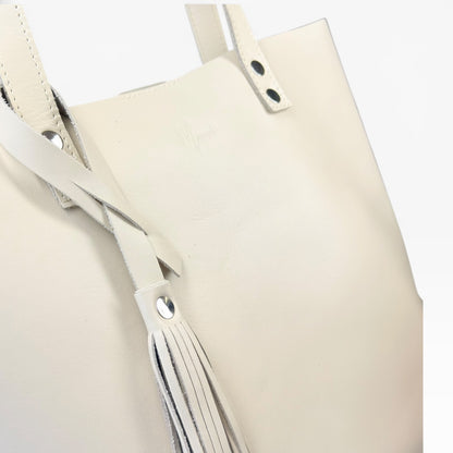 Bolsa Dama Tote 100% Piel Mod. Praga *Perla*