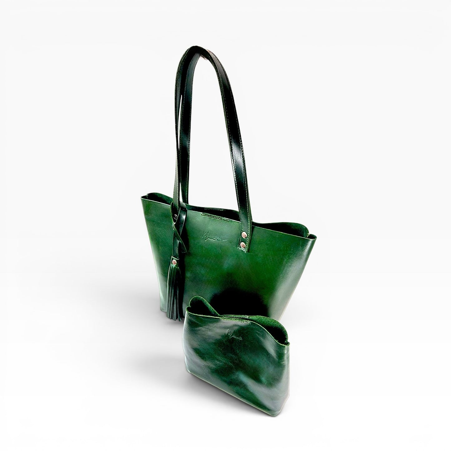 Bolsa Dama Tote 100% Piel Mod. Praga *Pull Verde* + 💄Cosmetiquera 👝 Gratis!!