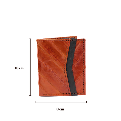 Cartera vertical de cuero con piel exótica y tecnología RFID Mod Azteca (Anguila Miel)