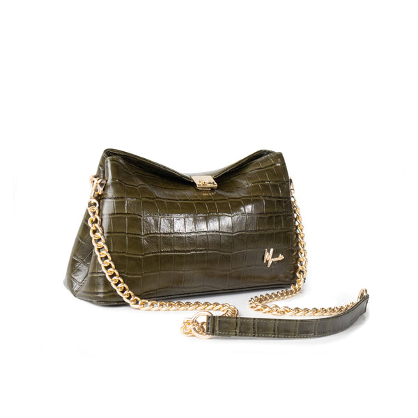 Bolso Estonia Cross body Full Croco Pull Up Verde