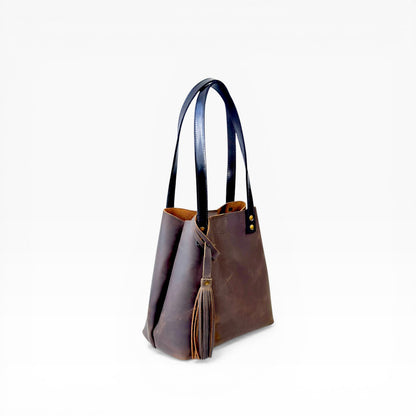 Tote Cuero Praga Plus+ Crazy Café Doble Vista + 💄Cosmetiquera 👝 Gratis!!