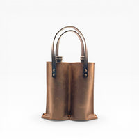 Bolsa porta botellas doble de cuero