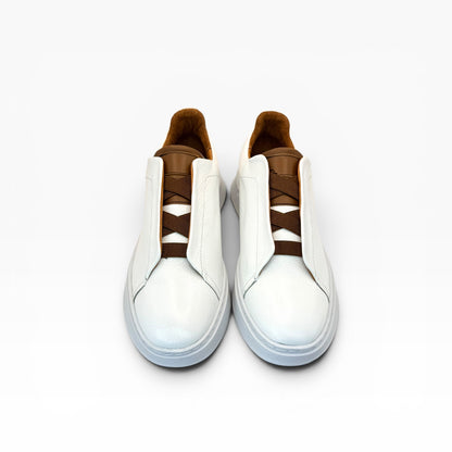 Tenis Sneakers piel genuina slip on mod 51004 Blanco-Bitono