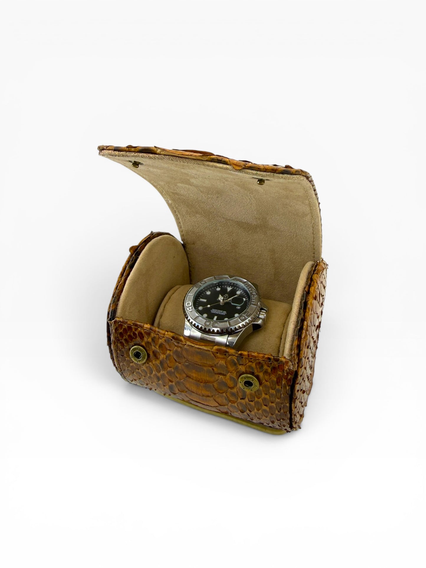 Estuche porta reloj de cuero genuino Mosvarti premium Pyton Bitono  Genuino