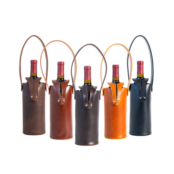 Bolsa de vino de cuero Porta botella piel 100% Mod. Rioja