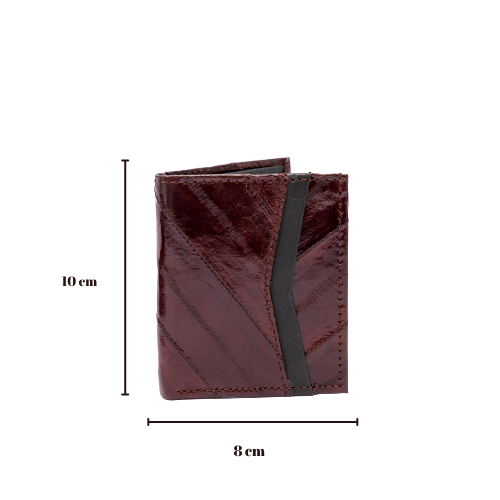 Cartera vertical de cuero con piel exótica y tecnología RFID Mod Azteca (Anguila Anguila)