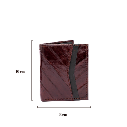 Cartera vertical de cuero con piel exótica y tecnología RFID Mod Azteca (Anguila Anguila)