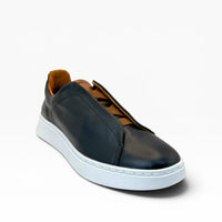 Tenis sSneakers piel genuina slip on mod 51004 Negro-Bitono
