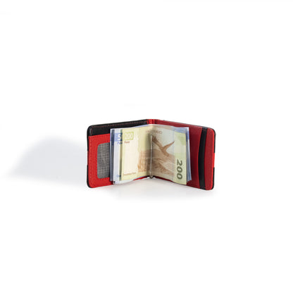Tarjetero para caballero con Clip para Billetes Negro/Rojo