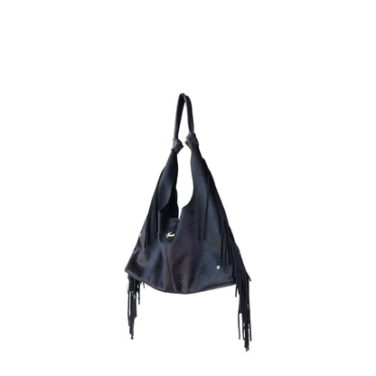 Bolso Hobo Mod Inglaterra *Pelo Negro / Tiras Negro*