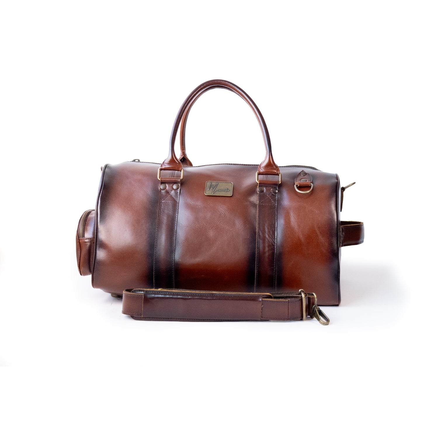 Maleta Piel Genuina con Gps mod. New York Jr. Duffle pull Roble Plus