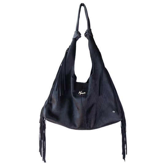 Bolso Hobo Mod Inglaterra *Pelo Negro / Tiras Negro*