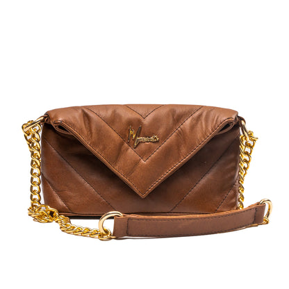 Bolso de hombro cross body Piel genuina acolchado tipo sobre Mod. Italia (Miel)