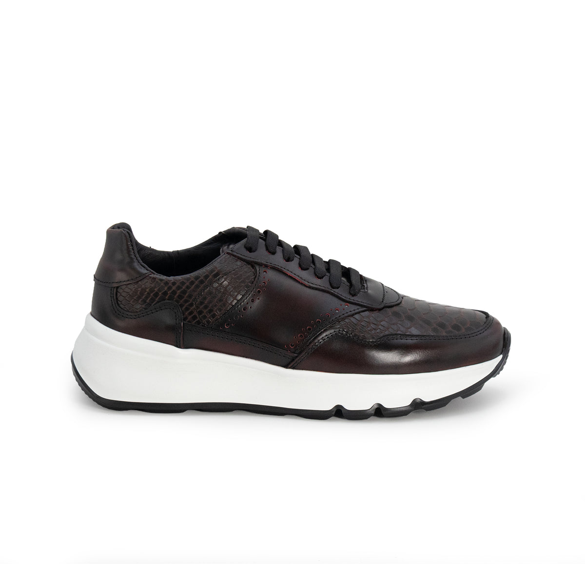 Tenis piel genuina mod 40010Camaleon Cherry Grabado de Piton
