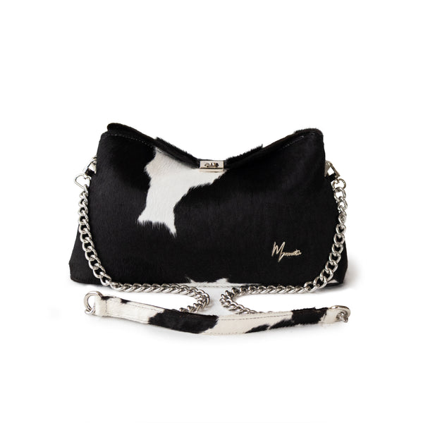 Bolso Estonia Cross body Pelo Blanco / Negro