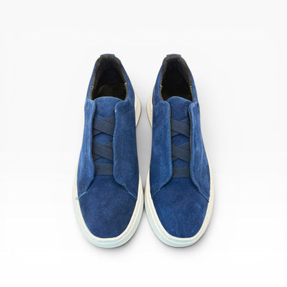 Tenis sneakers piel genuina mod 51003 Gamuza Azul