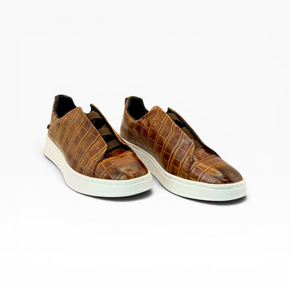 Tenis sneakers piel genuina mod 51003 Grabado Cocodrilo