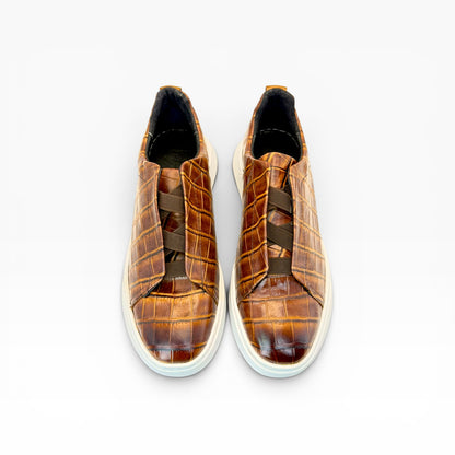 Tenis sneakers piel genuina mod 51003 Grabado Cocodrilo