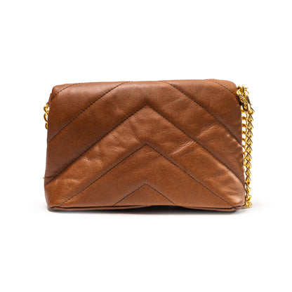 Bolso de hombro cross body Piel genuina acolchado tipo sobre Mod. Italia (Miel)