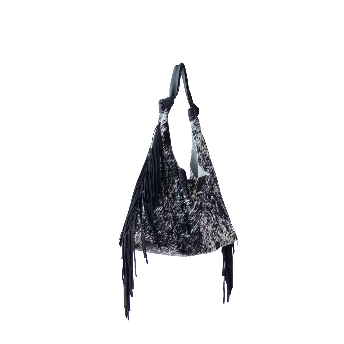 Bolso Hobo Mod Inglaterra *Pelo Jaspeado / Tiras Negro*