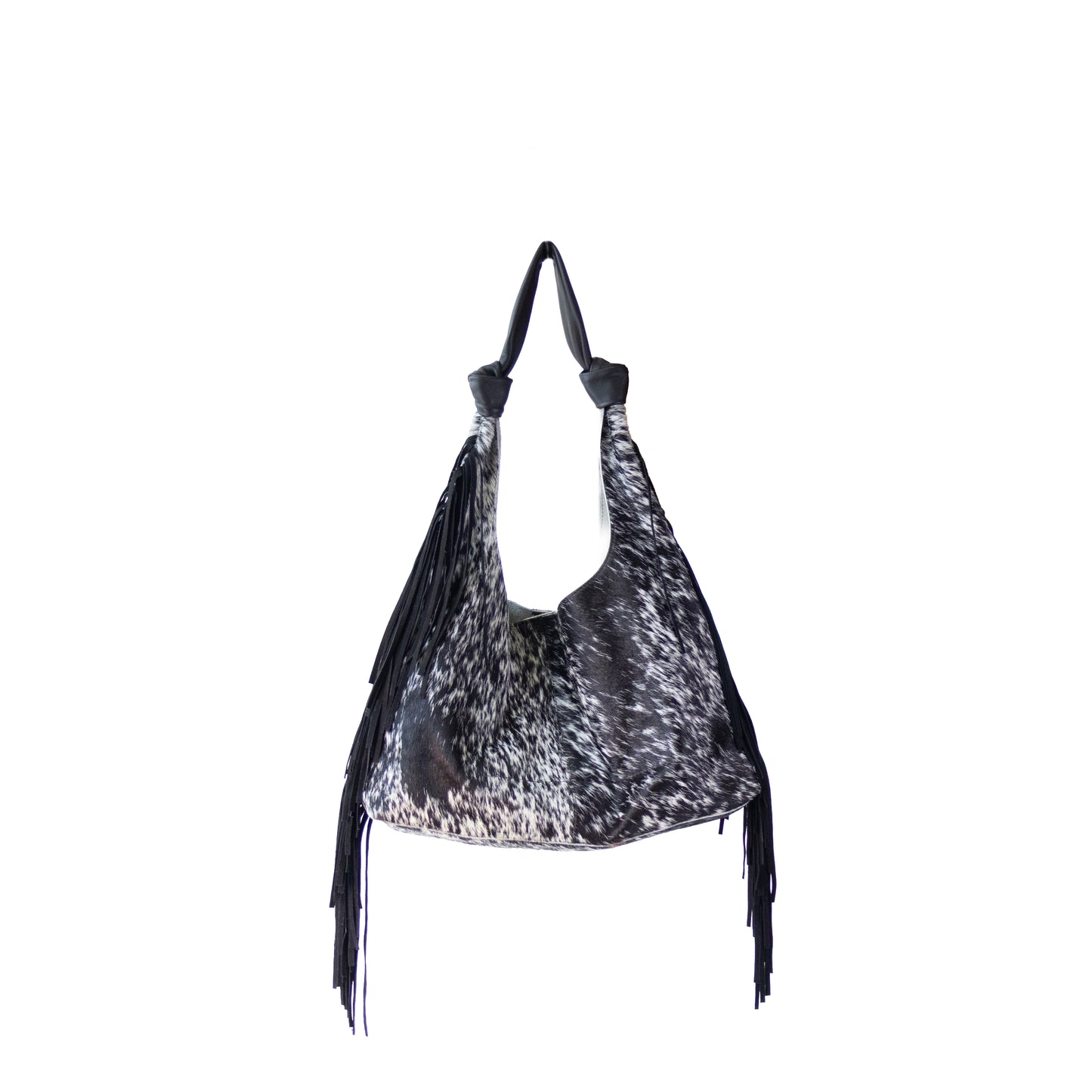 Bolso Hobo Mod Inglaterra *Pelo Jaspeado / Tiras Negro*