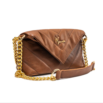 Bolso de hombro cross body Piel genuina acolchado tipo sobre Mod. Italia (Miel)