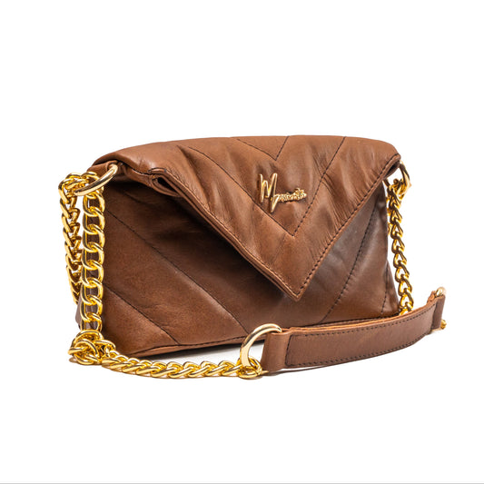 Bolso de hombro cross body Piel genuina acolchado tipo sobre Mod. Italia (Miel)