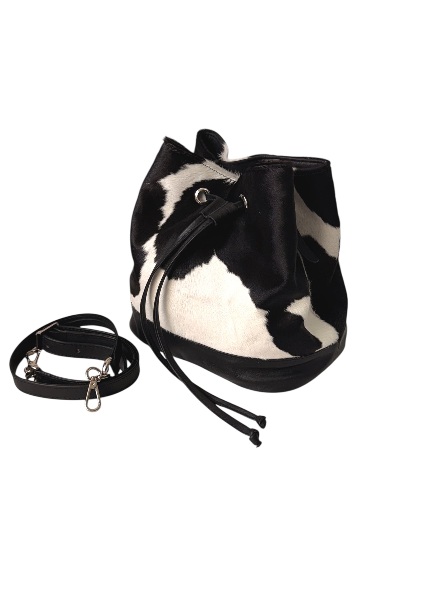 Bolso Dama Irlanda Pelo Negro/Blanco Cuero Bovino Premium