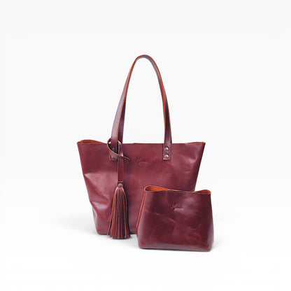 Bolsa Dama Tote 100% Piel Mod. Praga  *Pull up shedron*  + 💄Cosmetiquera 👝 Gratis!!