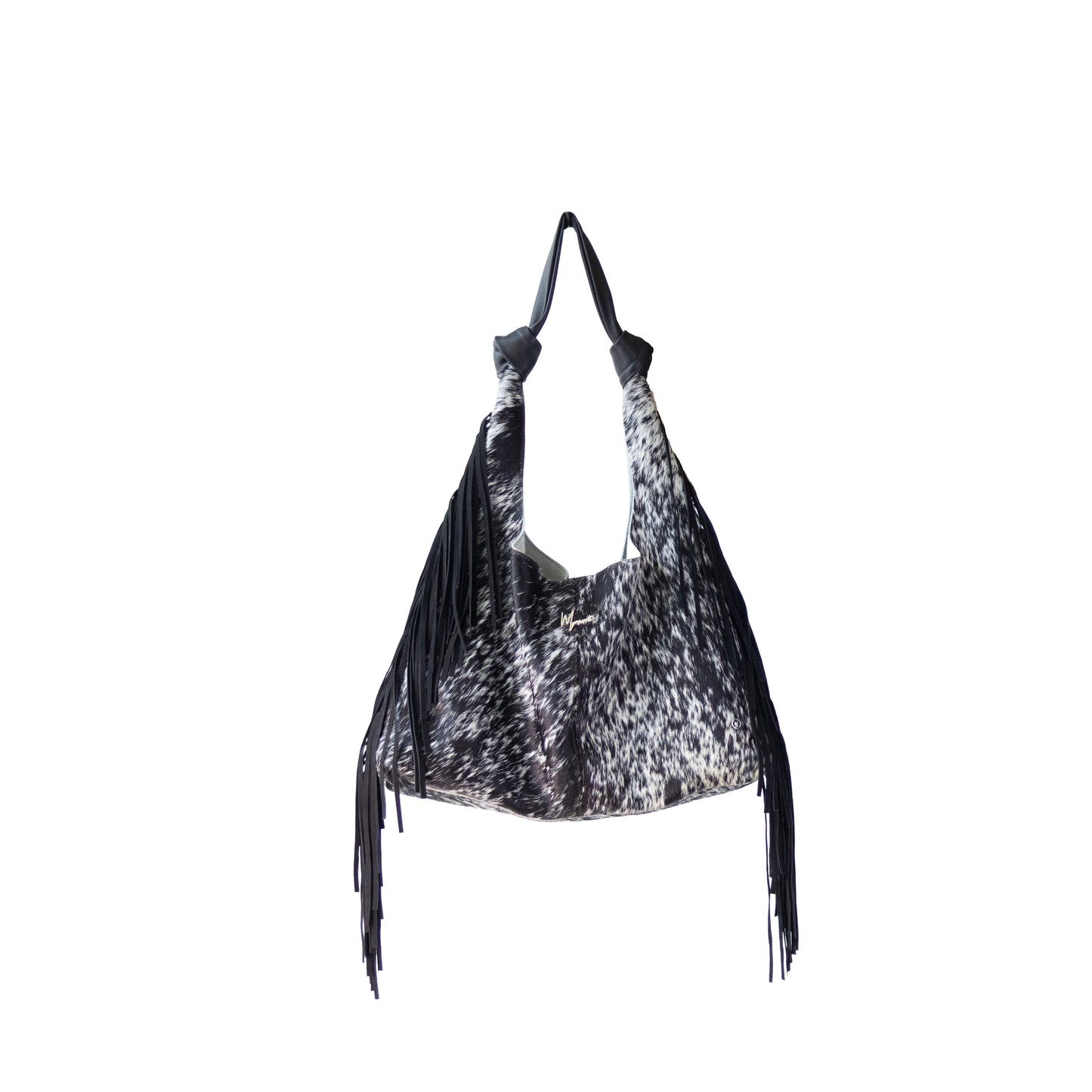 Bolso Hobo Mod Inglaterra *Pelo Jaspeado / Tiras Negro*