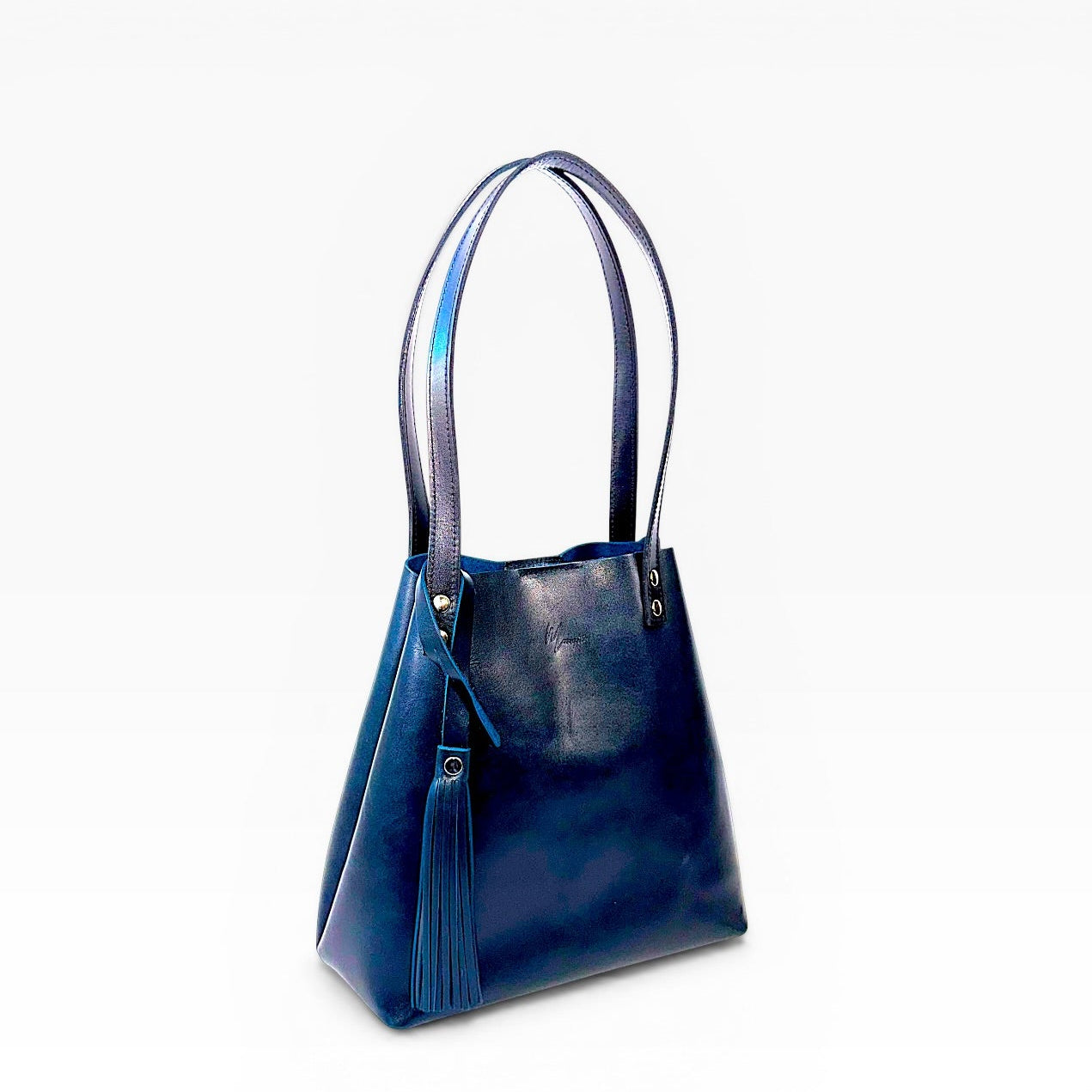 Bolso Tote Cuero Praga Plus+ Pull Azul Doble Vista + 💄Cosmetiquera 👝 Gratis!!