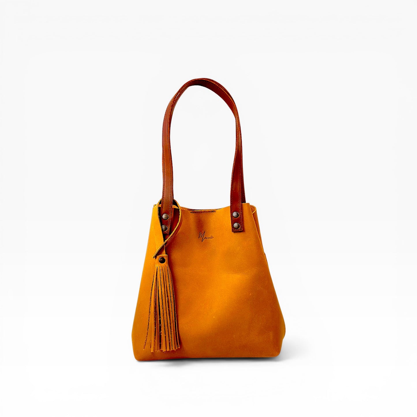 Bolso Tote Cuero Praga Plus+ Crazy miel  Doble Vista  + 💄Cosmetiquera 👝 Gratis!!