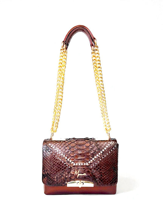 Bolso mod Alemania  pitón café lustrado